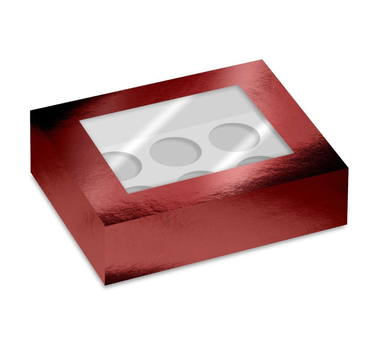 Simply Making 6er Cupcake Box metallic rot mit Fenster 2 Stk