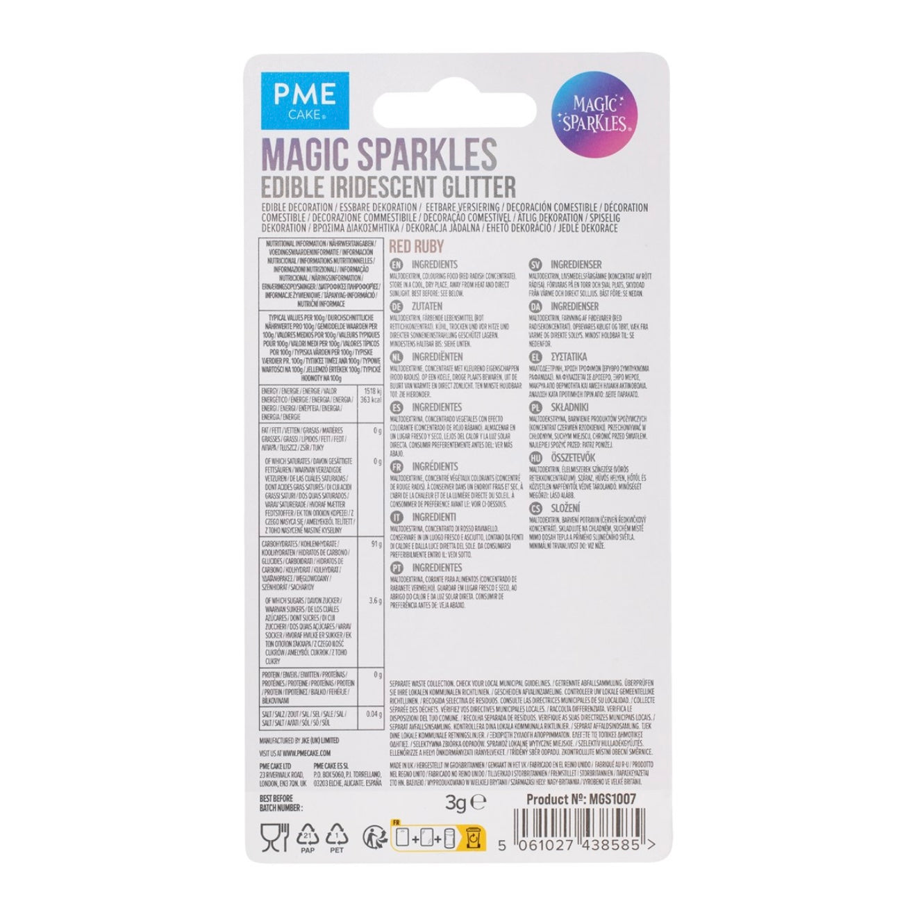 Magic Sparkles essbare irisierende Glitter Flakes / Red Ruby 3 g