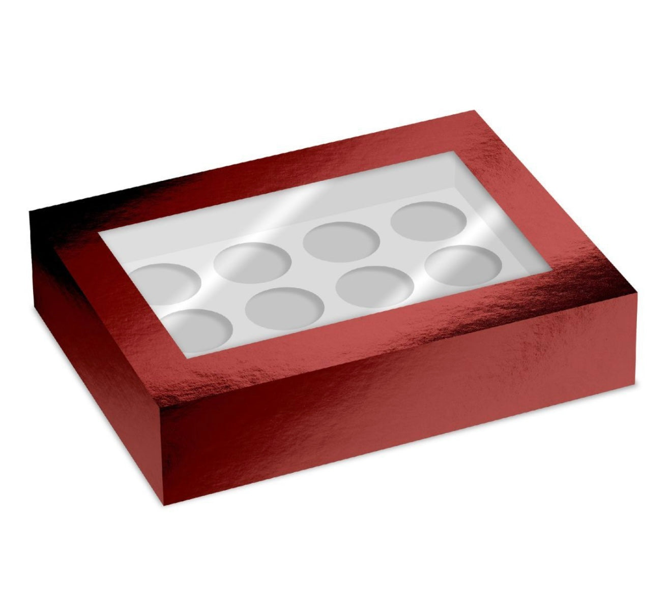 Simply Making 12er Cupcake Box metallic rot mit Fenster 2 Stk