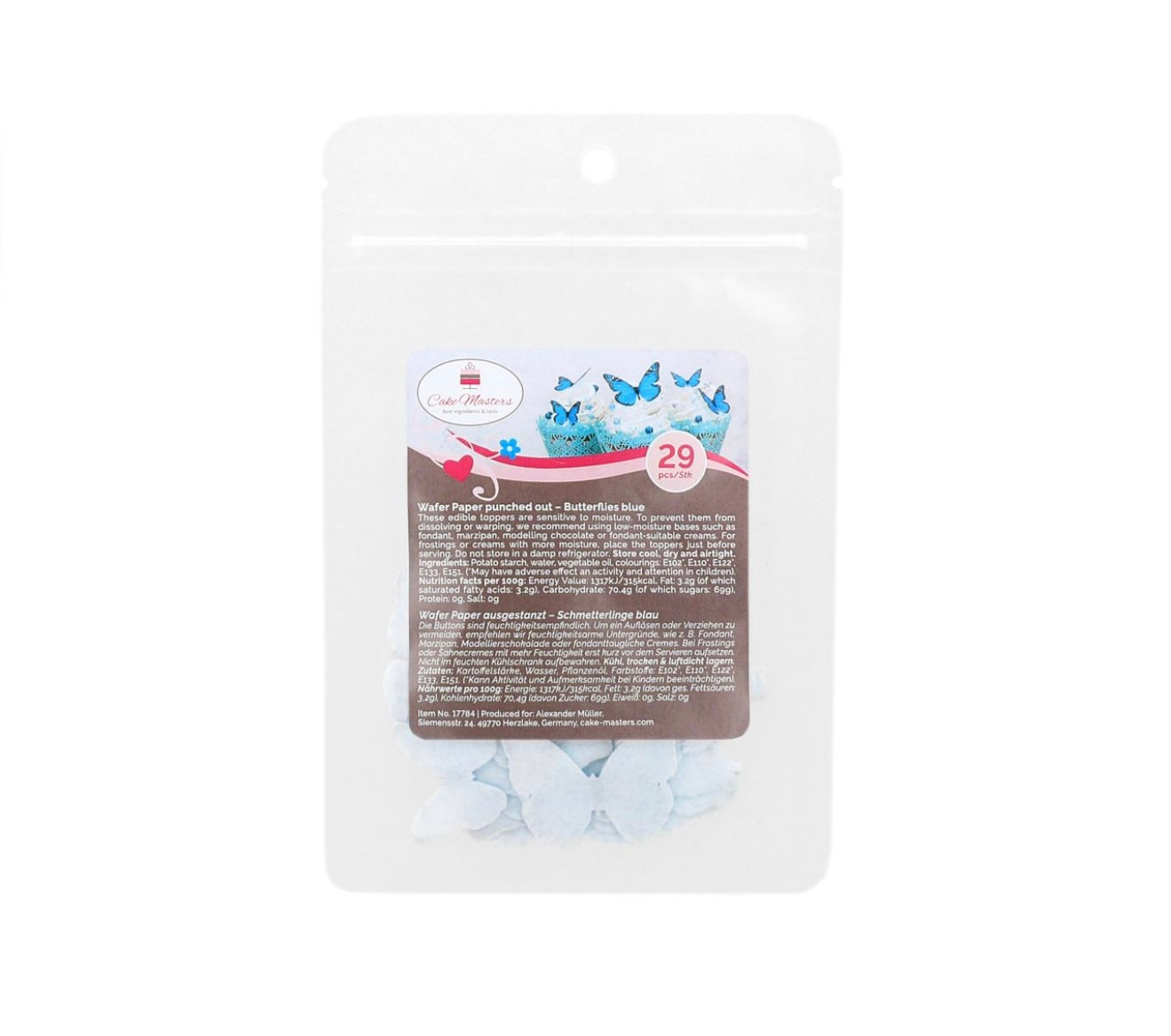 Cake Masters Esspapier Schmetterlinge blau 29 Stk