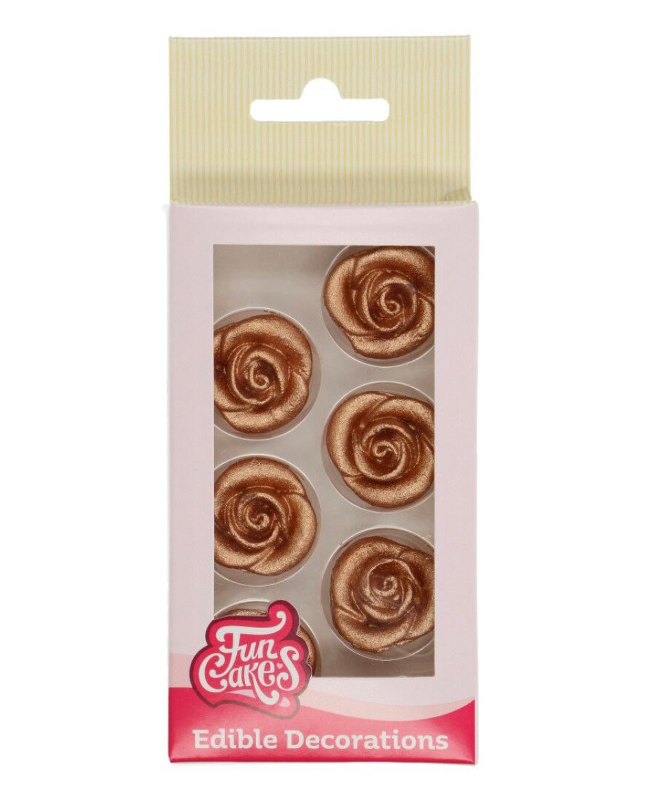 Funcakes Marzipan Rosen bronze-gold 6 Stk