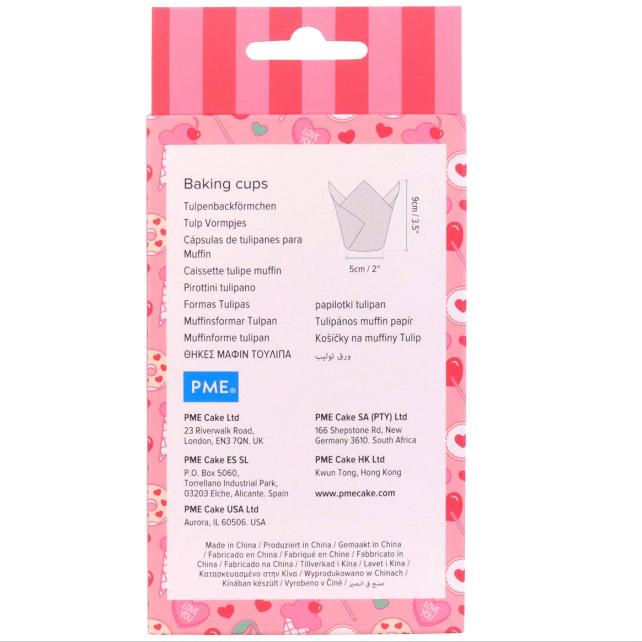 PME Tulpen Muffin Förmchen Cups „Süsse Liebe“ 24 Stk