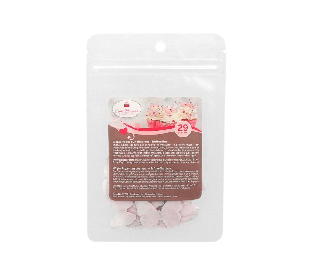 Cake Masters Esspapier Schmetterlinge rosa 29 Stk