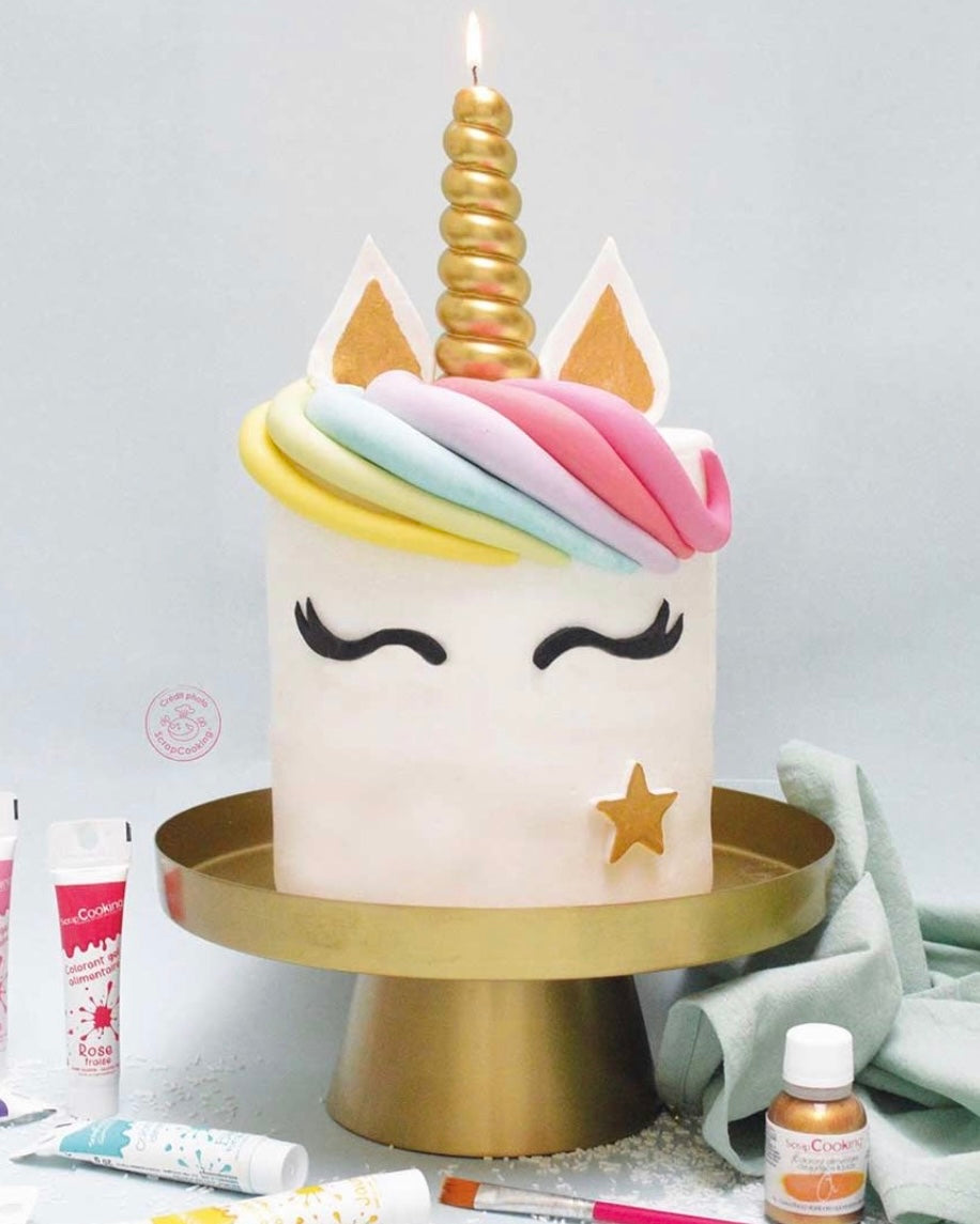 Kerze Einhorn Horn gold