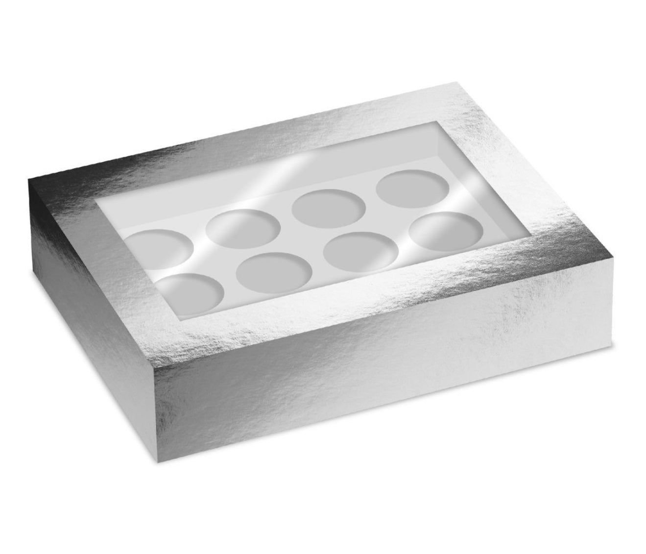 Simply Making 12er Cupcake Box metallic silber mit Fenster 2 Stk