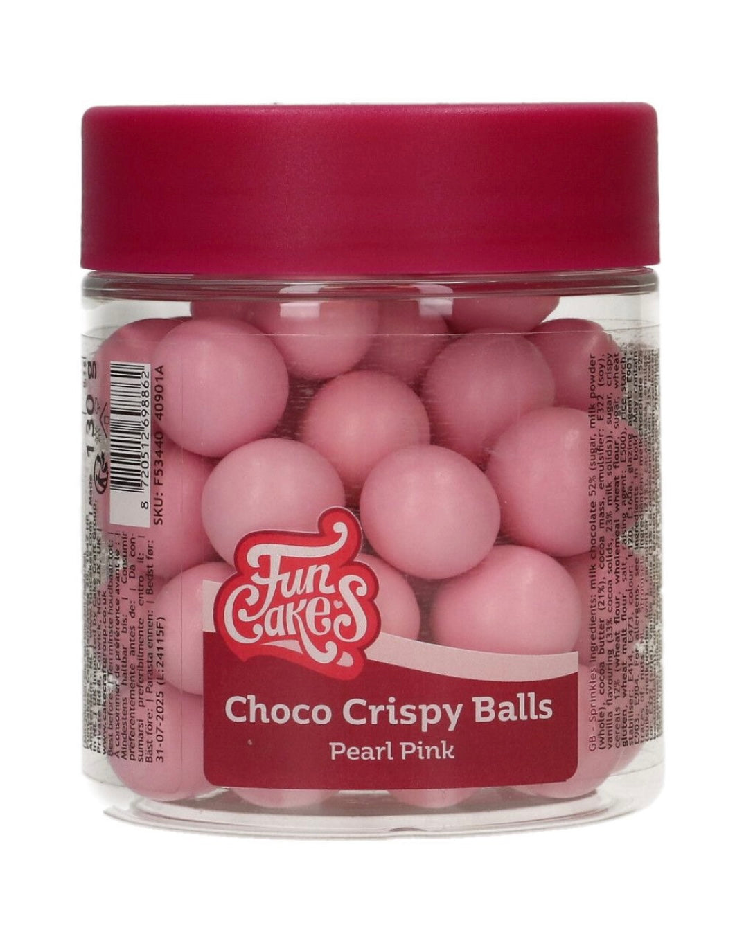 Funcakes Choco Crispy Balls Pearl Pink (rosa) 130 g