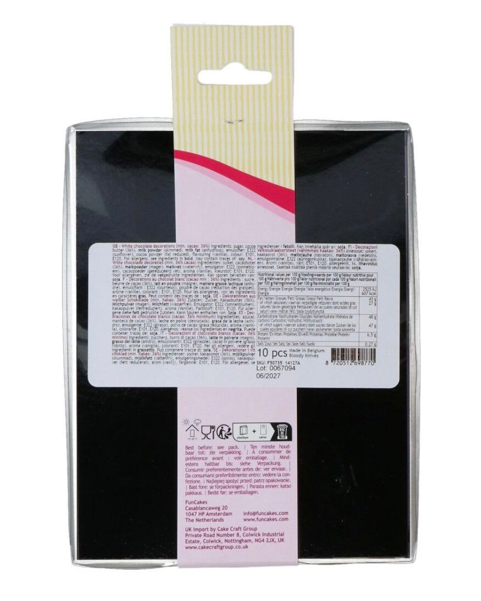 Funcakes Schokoladendekorationen blutige Messer 10 Stk