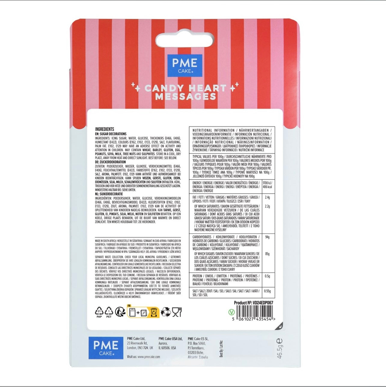 PME Candy Heart Messages Zuckerdeko 12 Stk