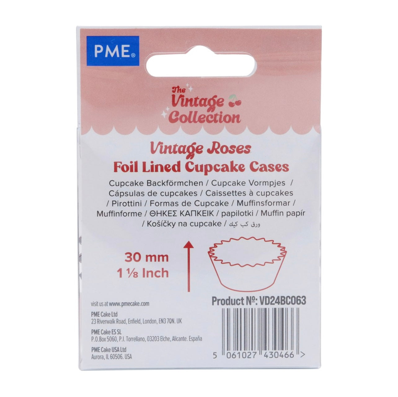 PME Vintage folienbeschichtete Cupcake Backförmchen Vintage Rosen 30 Stk