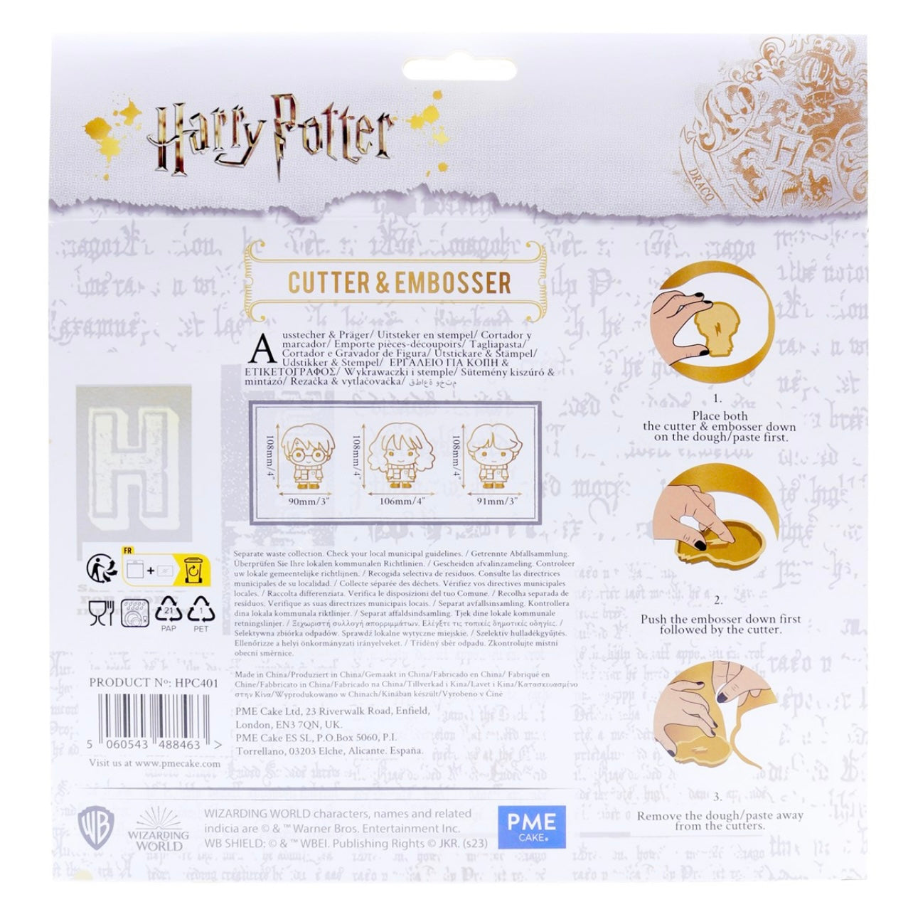 PME Harry Potter Fondant & Keks Präge Ausstecher Harry, Ron & Hermine