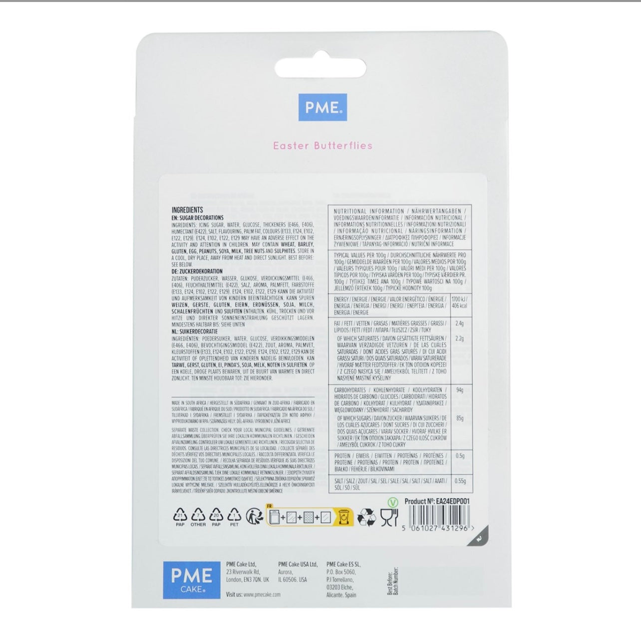 PME Schmetterlinge Zuckerdeko 12 Stk