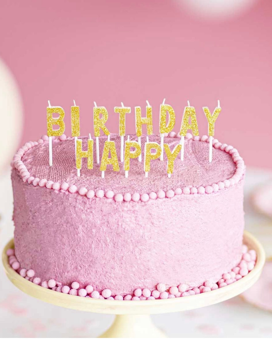 Kerze Happy Birthday gold