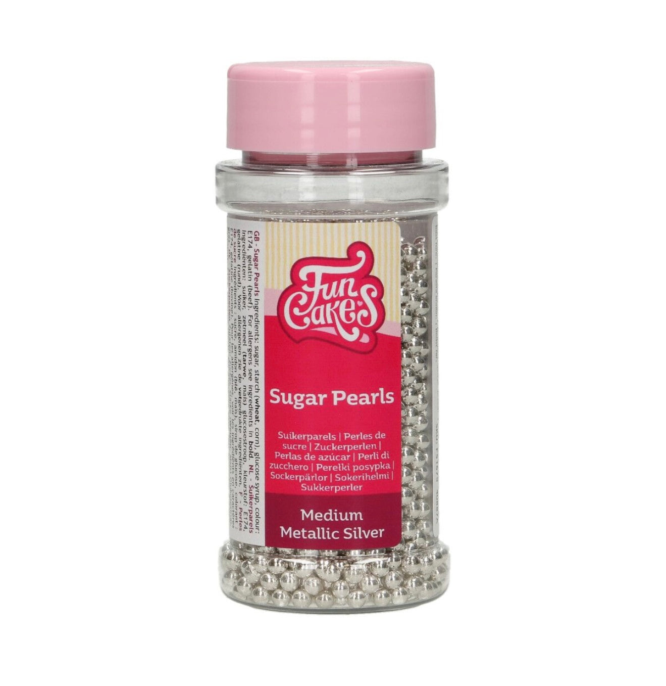 Funcakes Zuckerperlen medium metallic silber 80 g