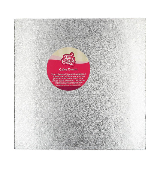 Funcakes Cake Drum silber 30 cm quadratisch