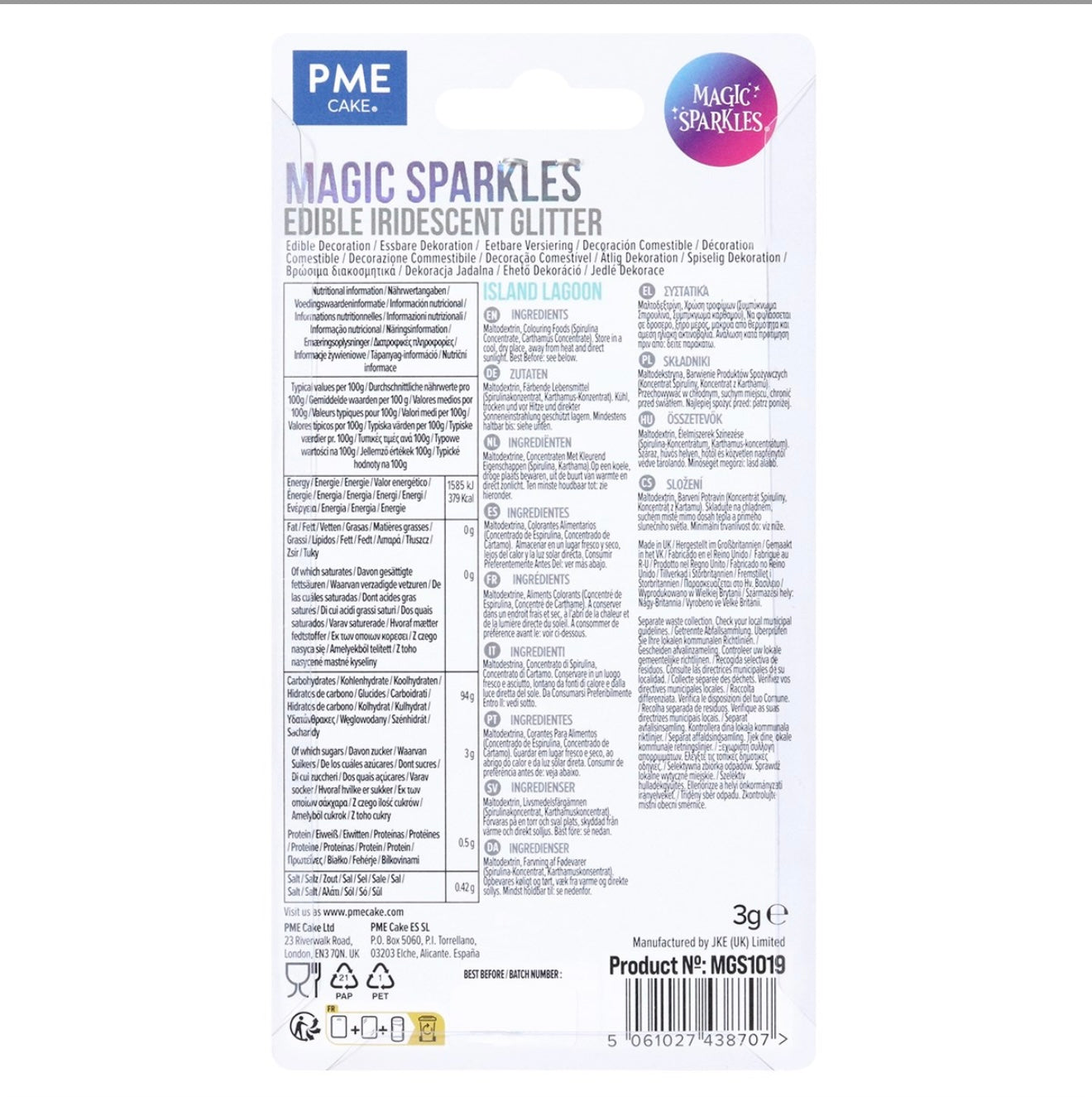 Magic Sparkles essbare irisierende Glitter Flakes / Island Lagoon 3 g