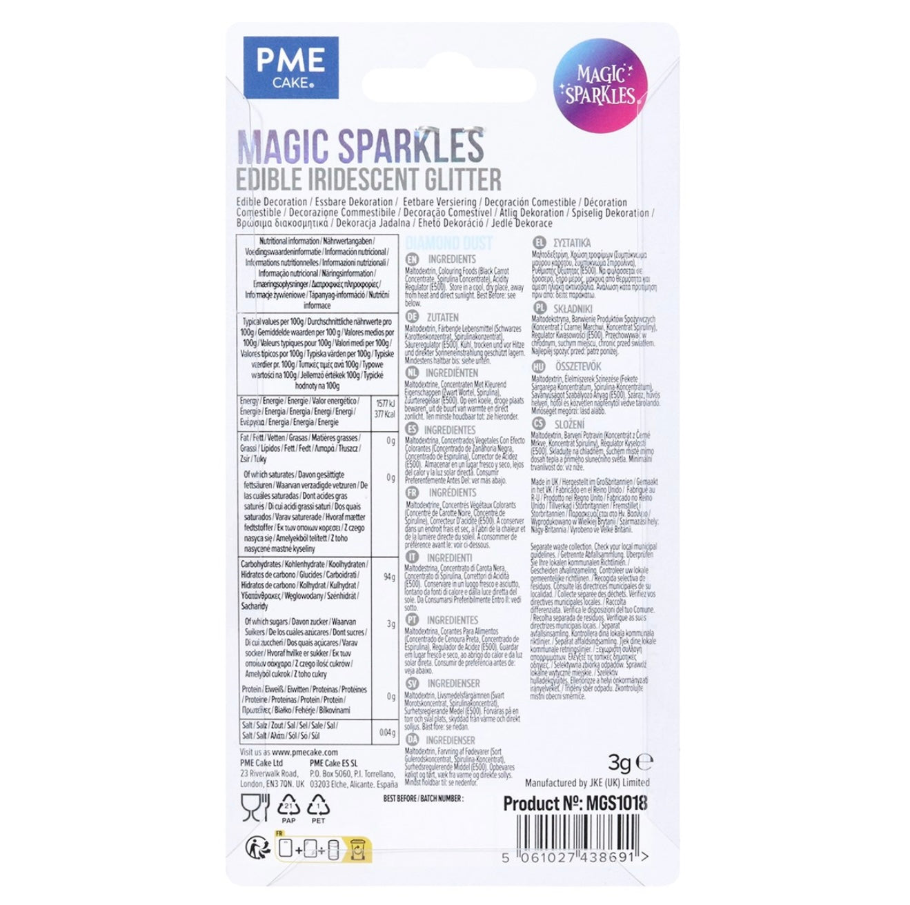 Magic Sparkles essbare irisierende Glitter Flakes / Diamond Dust 3 g