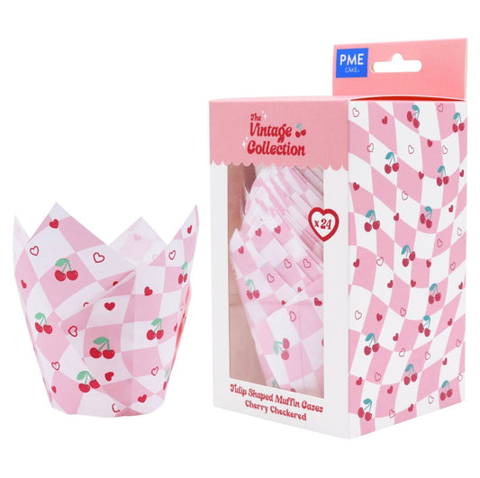 PME Vintage Tulpen Cupcake Papierbackförmchen 24 Stk