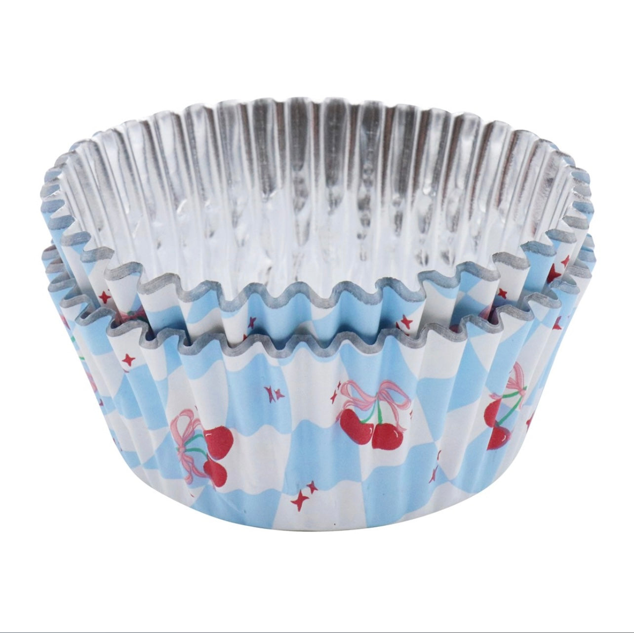 PME Vintage folienbeschichtete Cupcake Backförmchen Kirschen & Schleifen 30 Stk